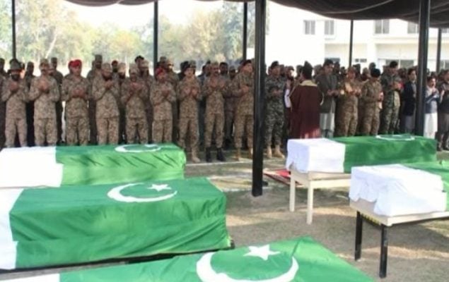 Funeral prayers held for soldiers martyred in South Waziristan attack