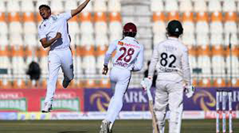 West Indies earn slender lead over Pakistan after Noman hat trick