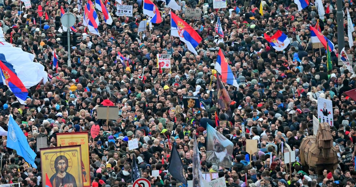 Massive crowds flood Belgrade as months of protests reach boiling point – POLITICO