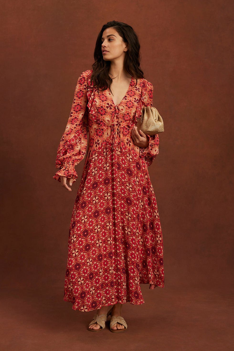 Orange Floral Print Maxi Dress, £150