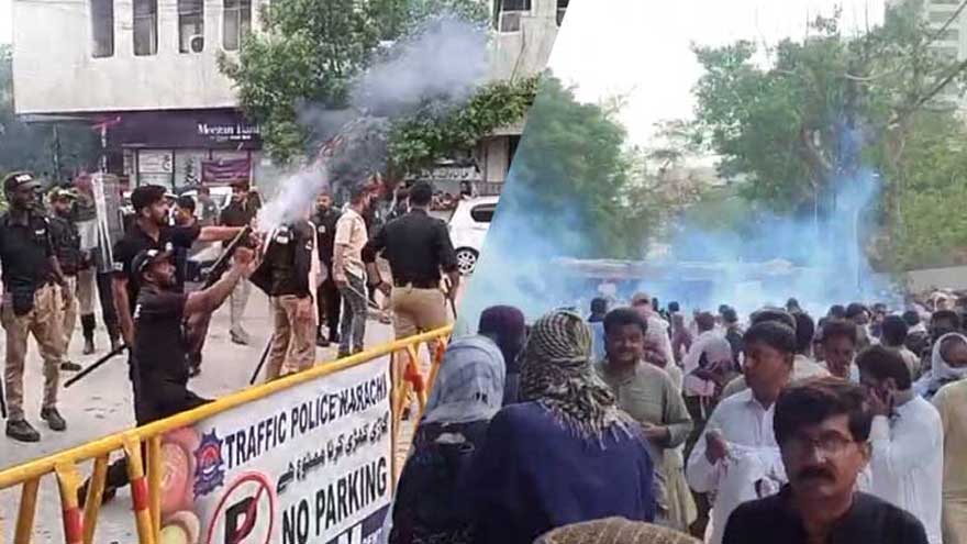 Tensions rise in Karachi as govt employees clash with police