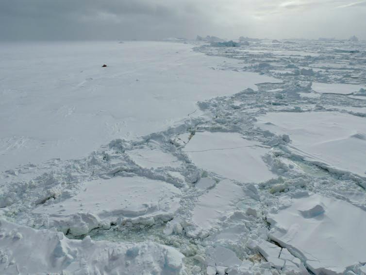 An aerial view of sea ice.