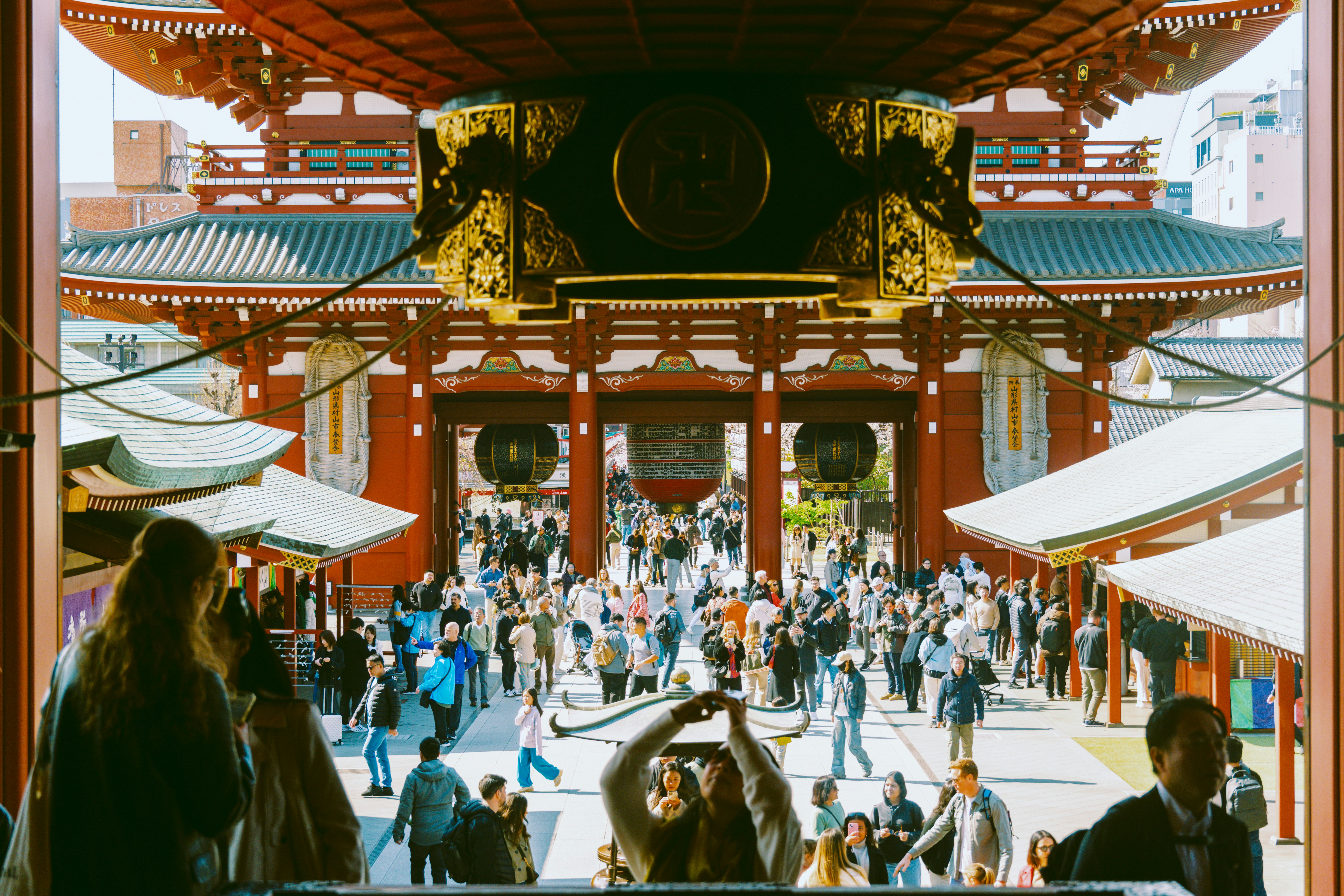 View of Kaminarimon (Thunder Gate) from inside Sensō-ji in Tokyo