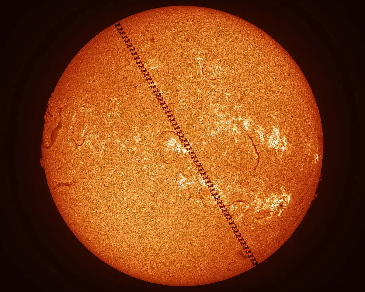 Encounter Within One Second © Zhang Yanguang. Taken with a Takahashi Teegul 60 telescope, Coronado SolarMax 60 double stacked, Vixen polaris mount, Player One Astronomy Neptune-M camera, 500 mm f/8.3, 0.3-millisecond exposure. Location: Xiamen, Fujian, China, 24 January 2025