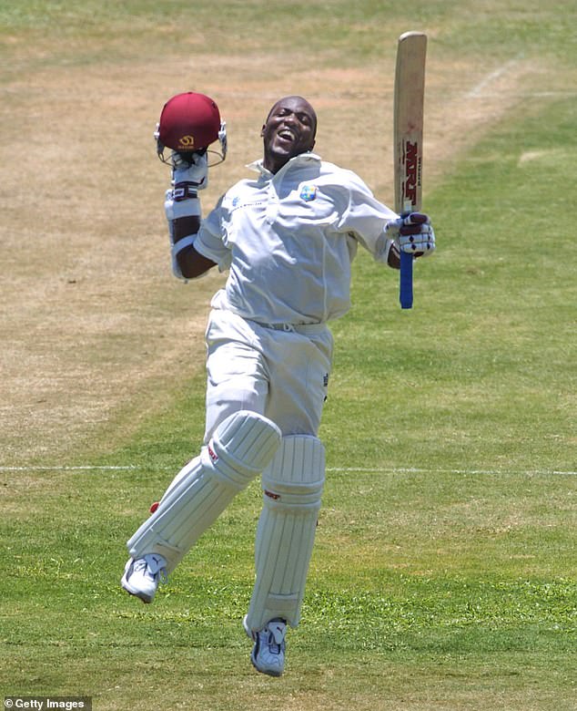 Lara's record of 400 still stands - here the West Indies legend is seen celebrating his iconic innings against England in 2004 at the Recreation Ground