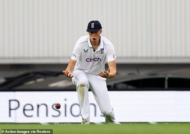 Josh Hull, on his Test debut, drops a catch off Dhananjaya de Silva at the Oval. Sri Lanka went on to win by eight wickets