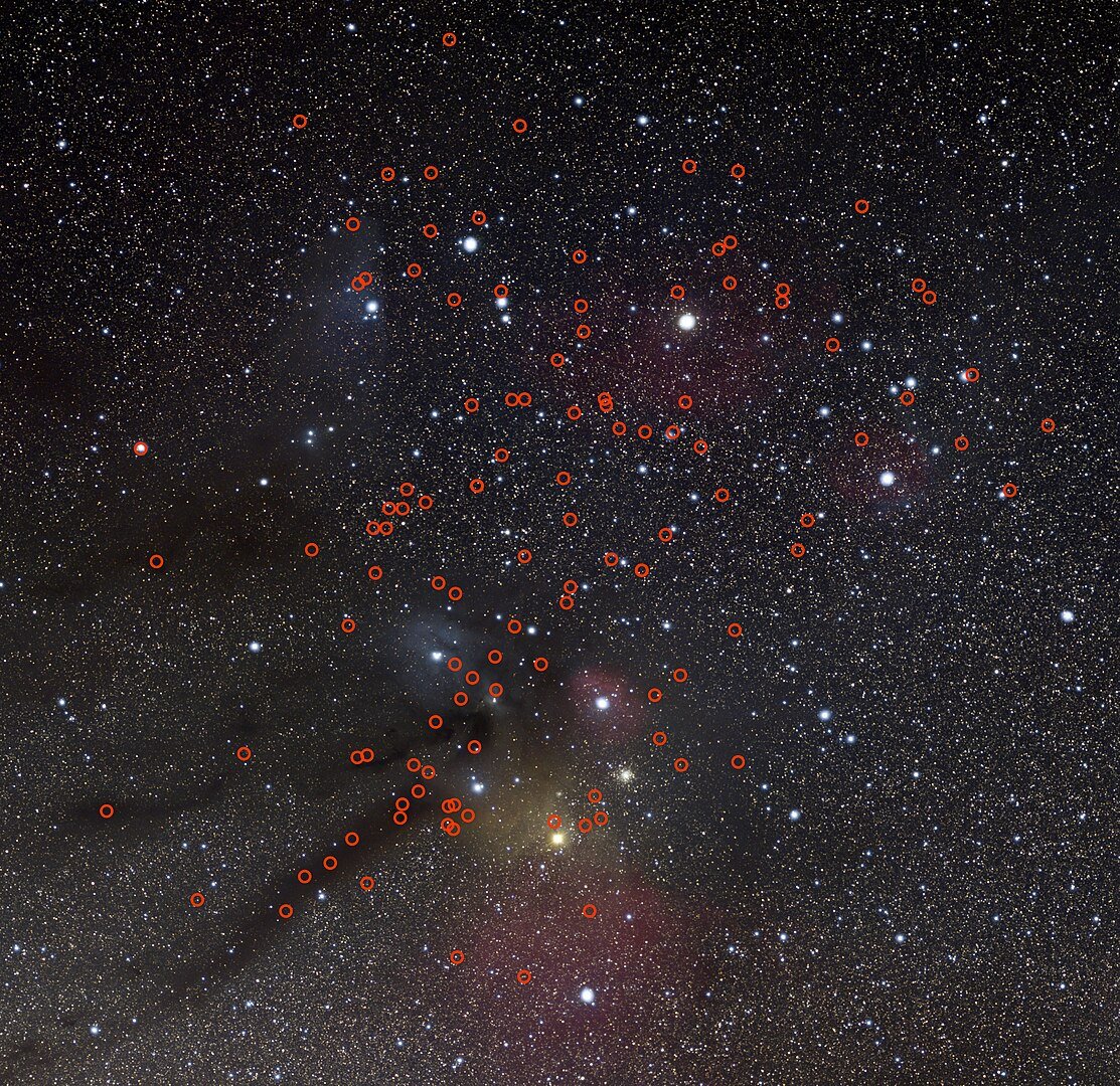 The locations of 115 potential rogue planets in the region between Upper Scorpius and Ophiuchus (Credit : ESO/N. Risinger)