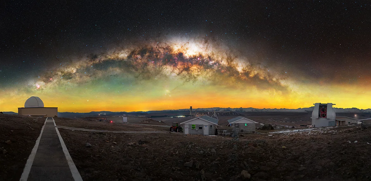 Looking Beyond © Chester Hall-Fernandez. Taken with a Nikon Z 6 camera, Sky-Watcher Star Adventurer mount, 35 mm f/1.4, ISO 1,600, 25-panel mosaic. Location: Mount John Observatory, Mount John, Lake Tekapo, New Zealand, 21 July 2024