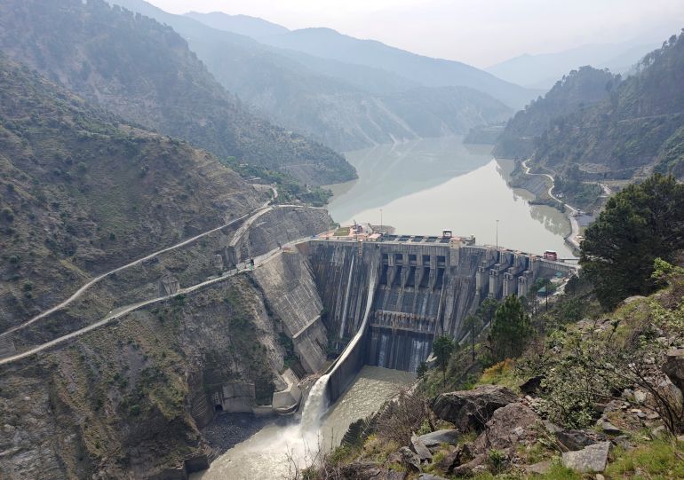 A view of Baglihar Dam, also known as Baglihar Hydroelectric Power Project, on the Chenab river which flows from Indian Kashmir into Pakistan, at Chanderkote in Jammu region May 6, 2025. REUTERS/Stringer