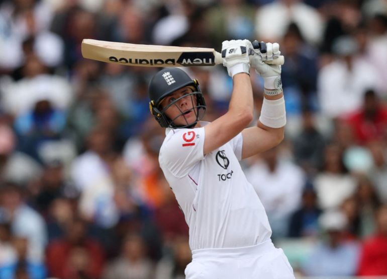England's Jamie Smith in action.