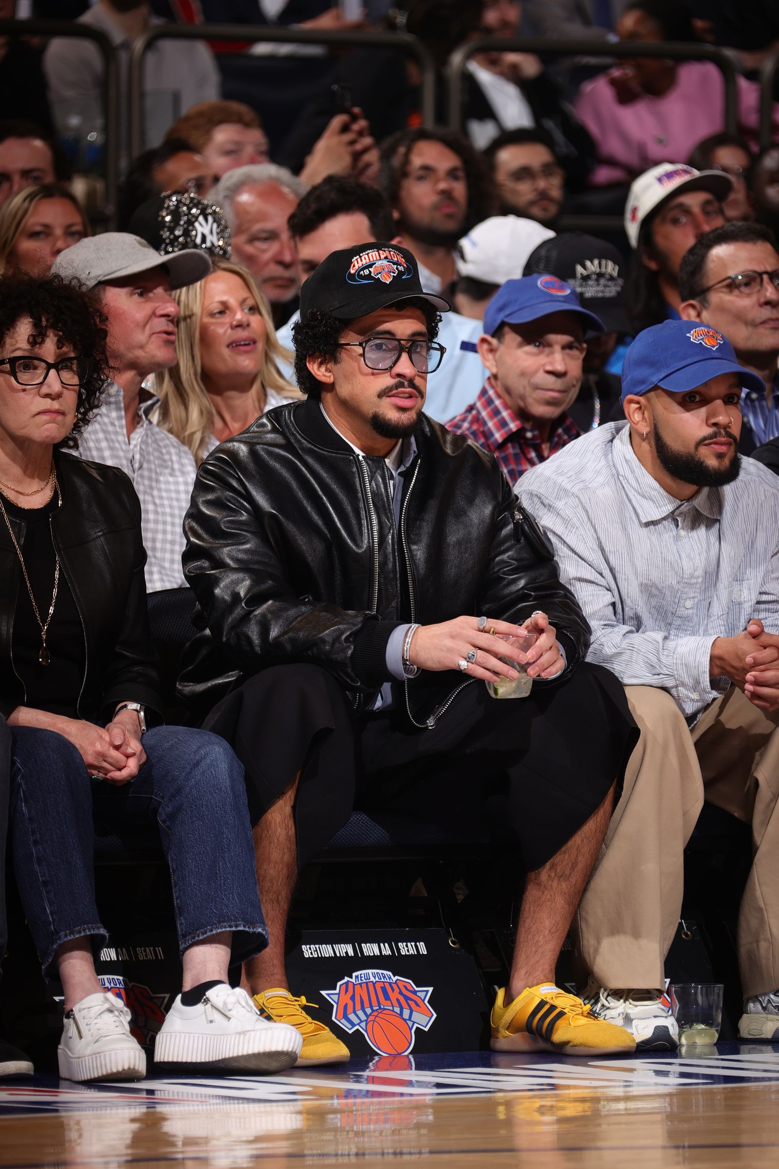 NEW YORK NY  MAY 12 Bad Bunny attends the game between the Boston Celtics and the New York Knicks during Round 2 Game 4...