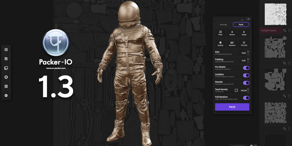 Free UV packing tool Packer-IO 1.3 now integrates directly in Blender
