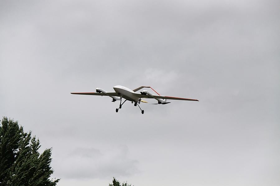 VTOL UAV used during training for the transport of relief supplies