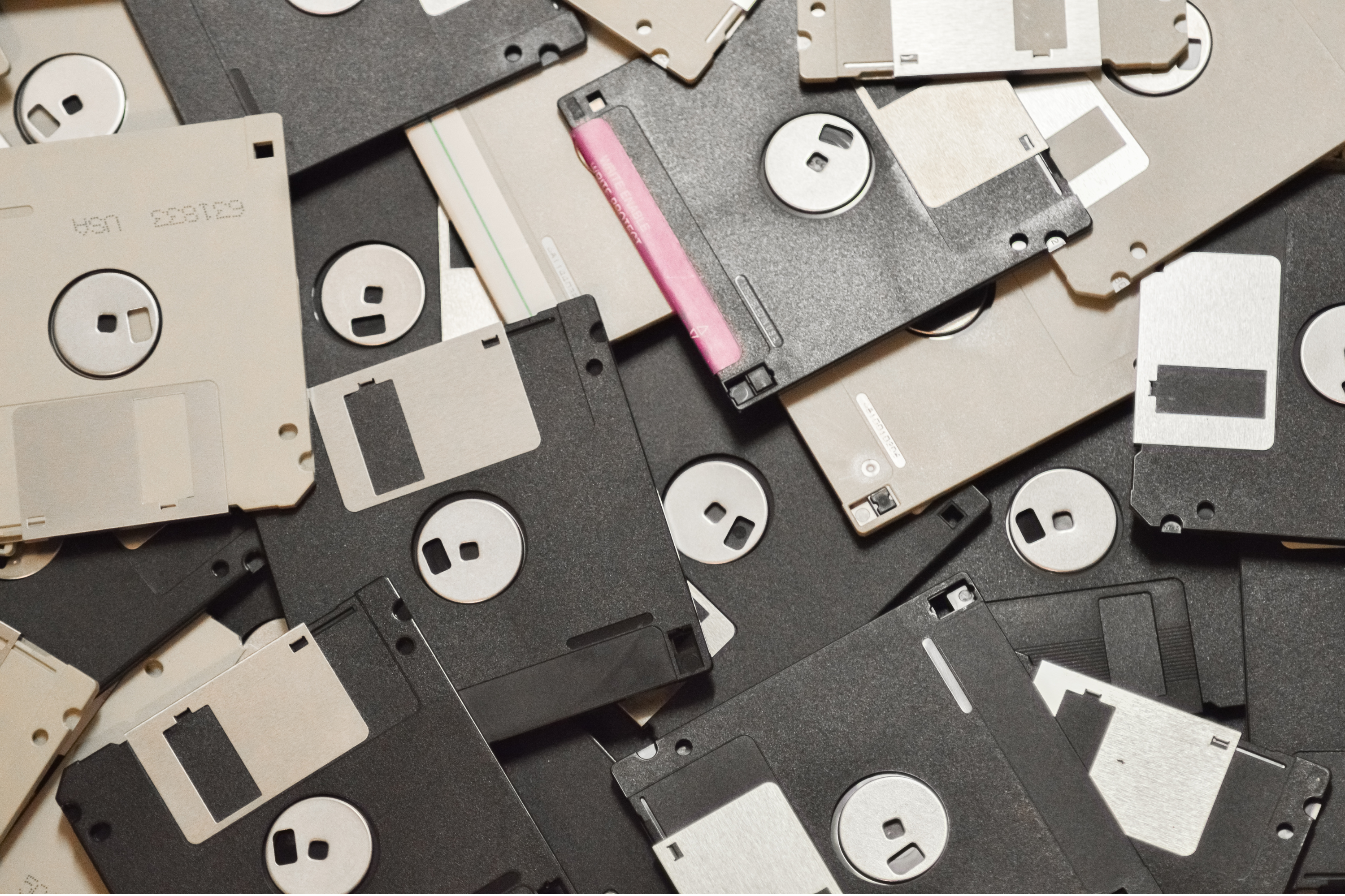 lots of floppy disks piled up