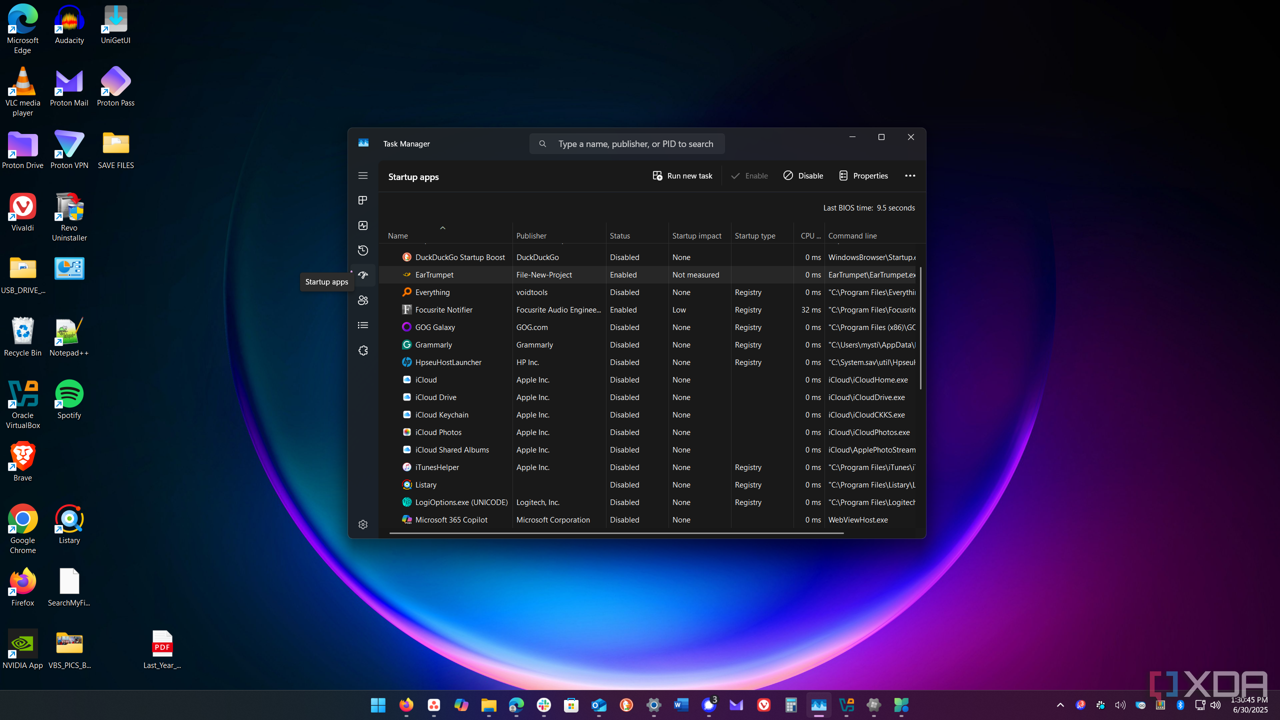 shows selecting startup apps from Task Manager
