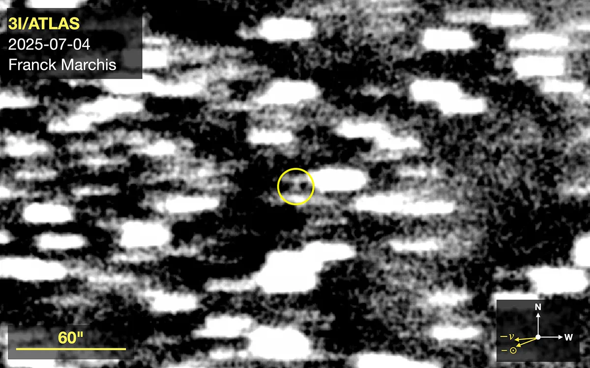 Comet 3I/ATLAS image captured with Unistellar smart telescope by Franck Marchis