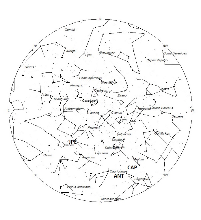 Radiant Positions at 04:00 LST