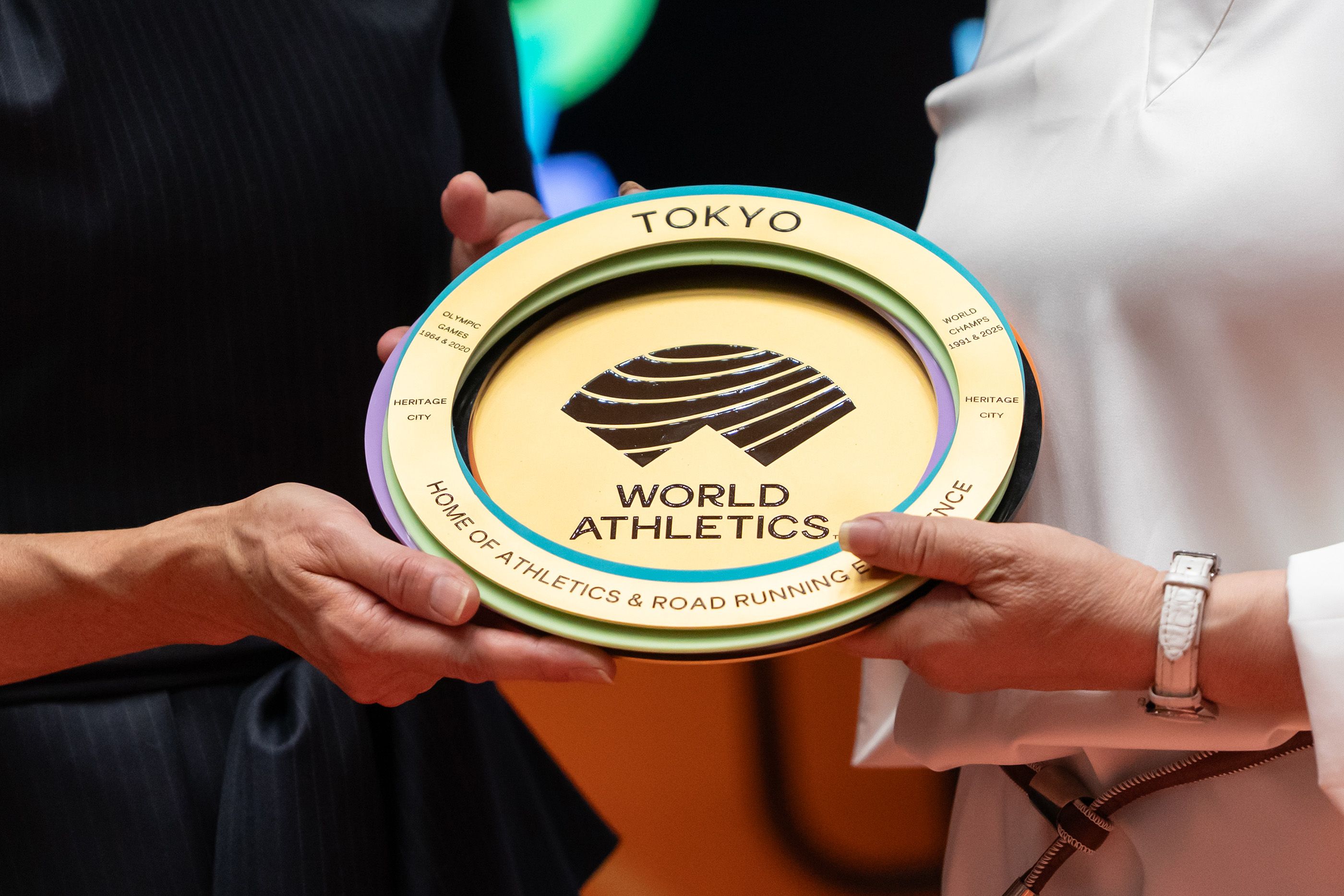 The World Athletics Heritage Plaque awarded to Tokyo