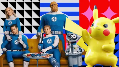 BBC/Disney/Marvel/Getty A stylised image of the Fantastic Four (on the left) and Pikachu (on the right)