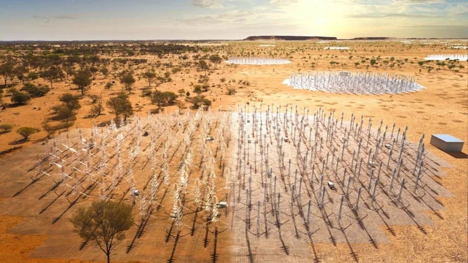A photograph of the SKA-Low radio wave observatory in Australia.