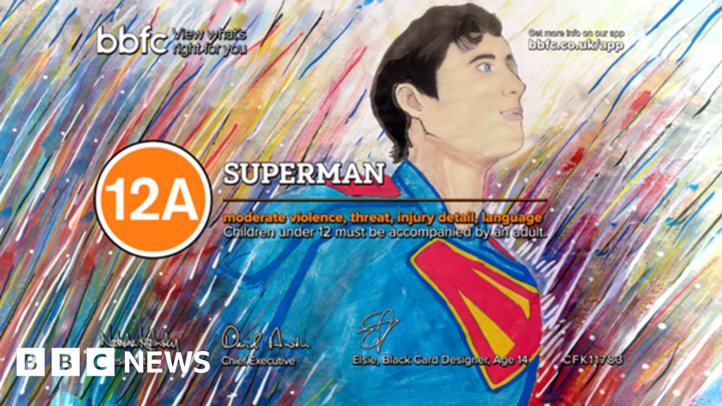 Superman film age classification card designed by Eastbourne girl