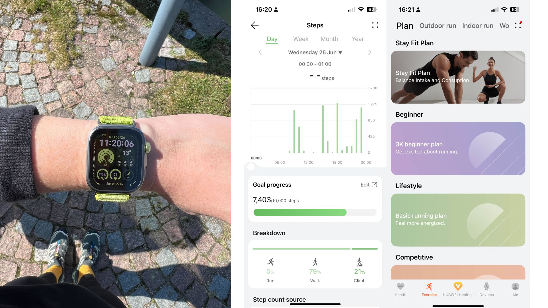 Grace Walsh testing the Huawei Watch Fit 4 Pro with step count and exercise insights