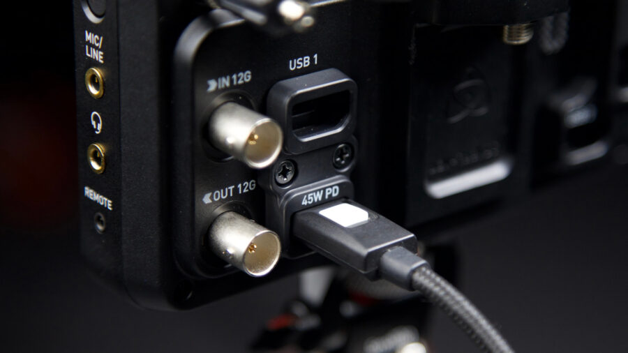 There are three USB-C ports at the back of the Atomos Ninja TX