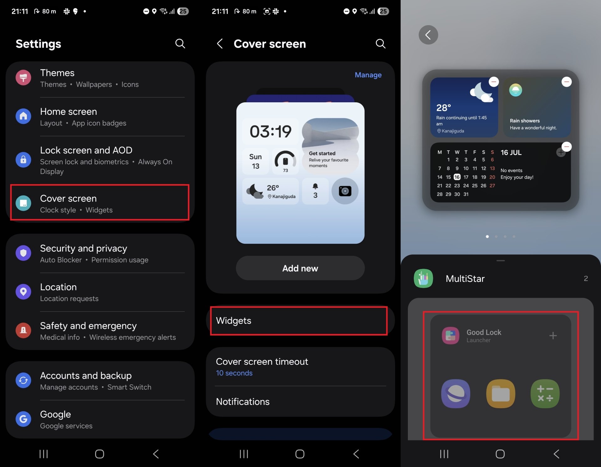 galaxy z flip cover screen launcher widget