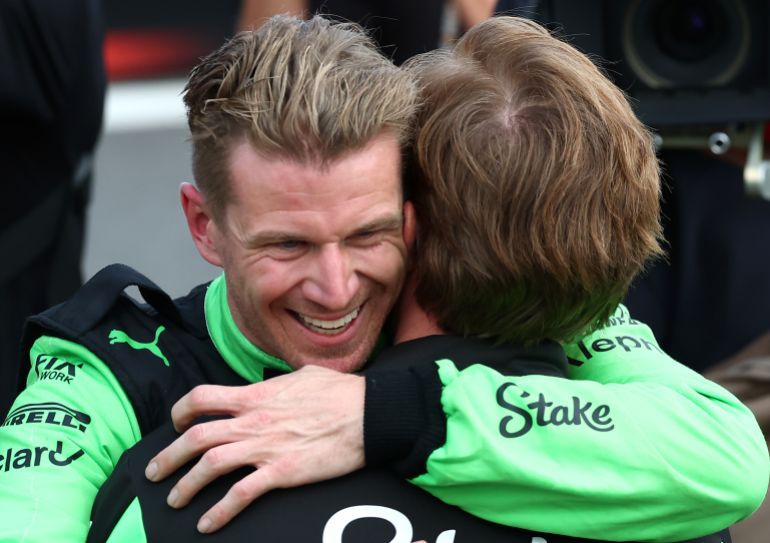 Nice Hulkenberg reacts.