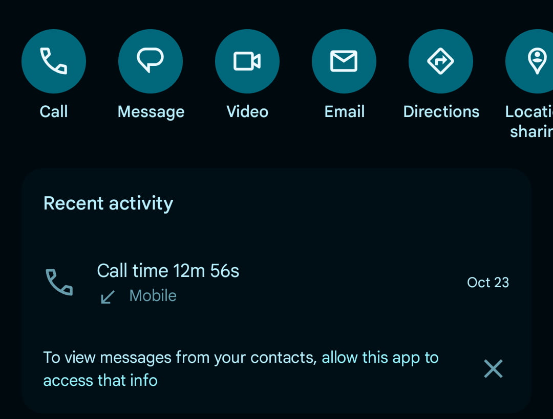 Google Contacts Recent activity