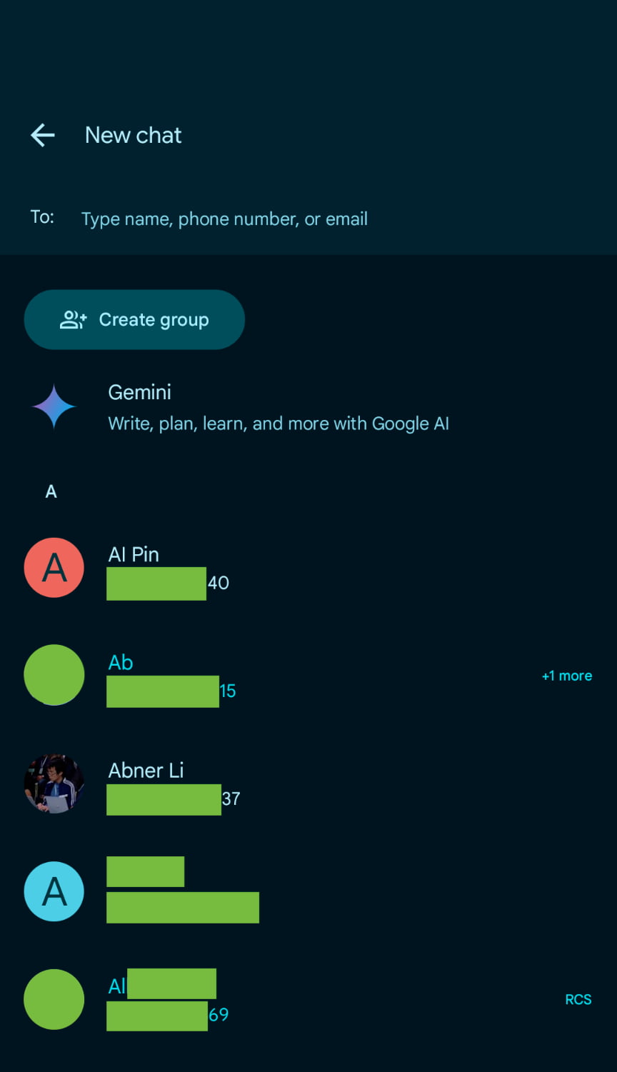 Google Messages New chat RCS