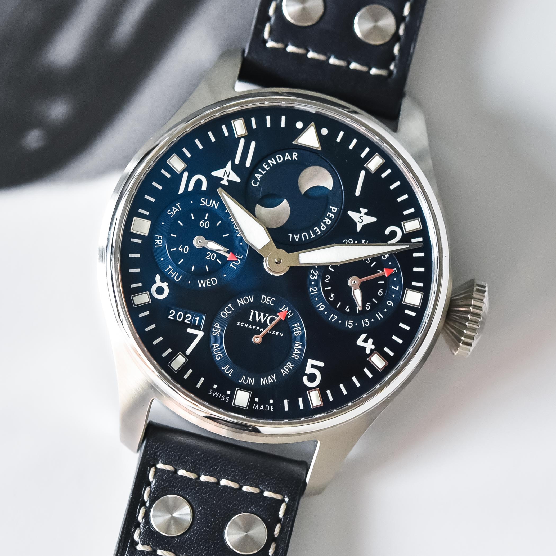 IWC Big Pilots Watch Perpetual Calendar Steel Blue Dial IW503605