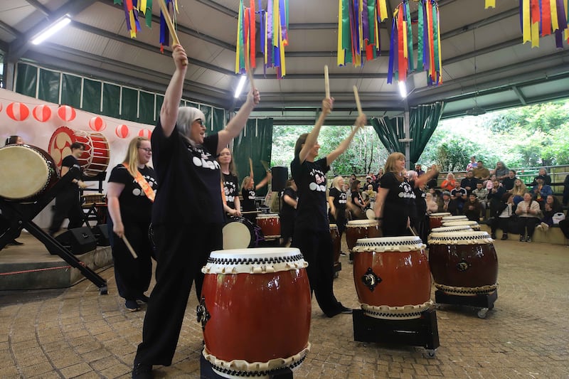 Taiko for Carers at this year's Foyle Obon festival. Photograph: Gav Connolly