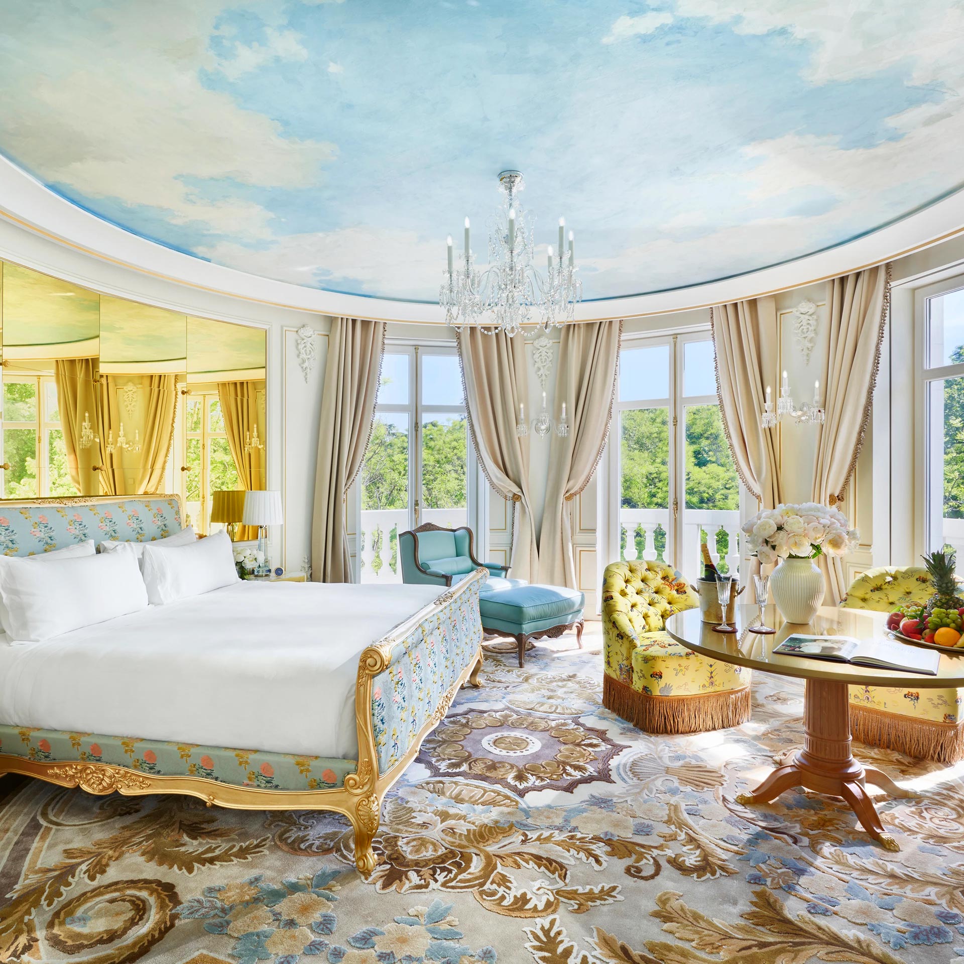 This Royal Suite at the Mandarin Oriental Madrid is located in a turret of the Belle Époque palace.