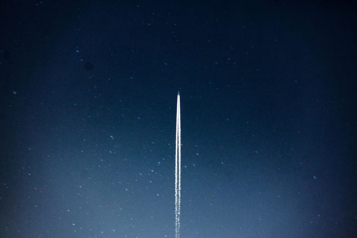 A rocket launching into space