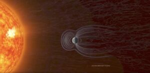 Slow solar wind impacting Earth