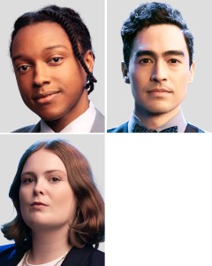 “The Daily Show” news team Josh Johnson, Troy Iwata and Grace Kuhlenschmidt