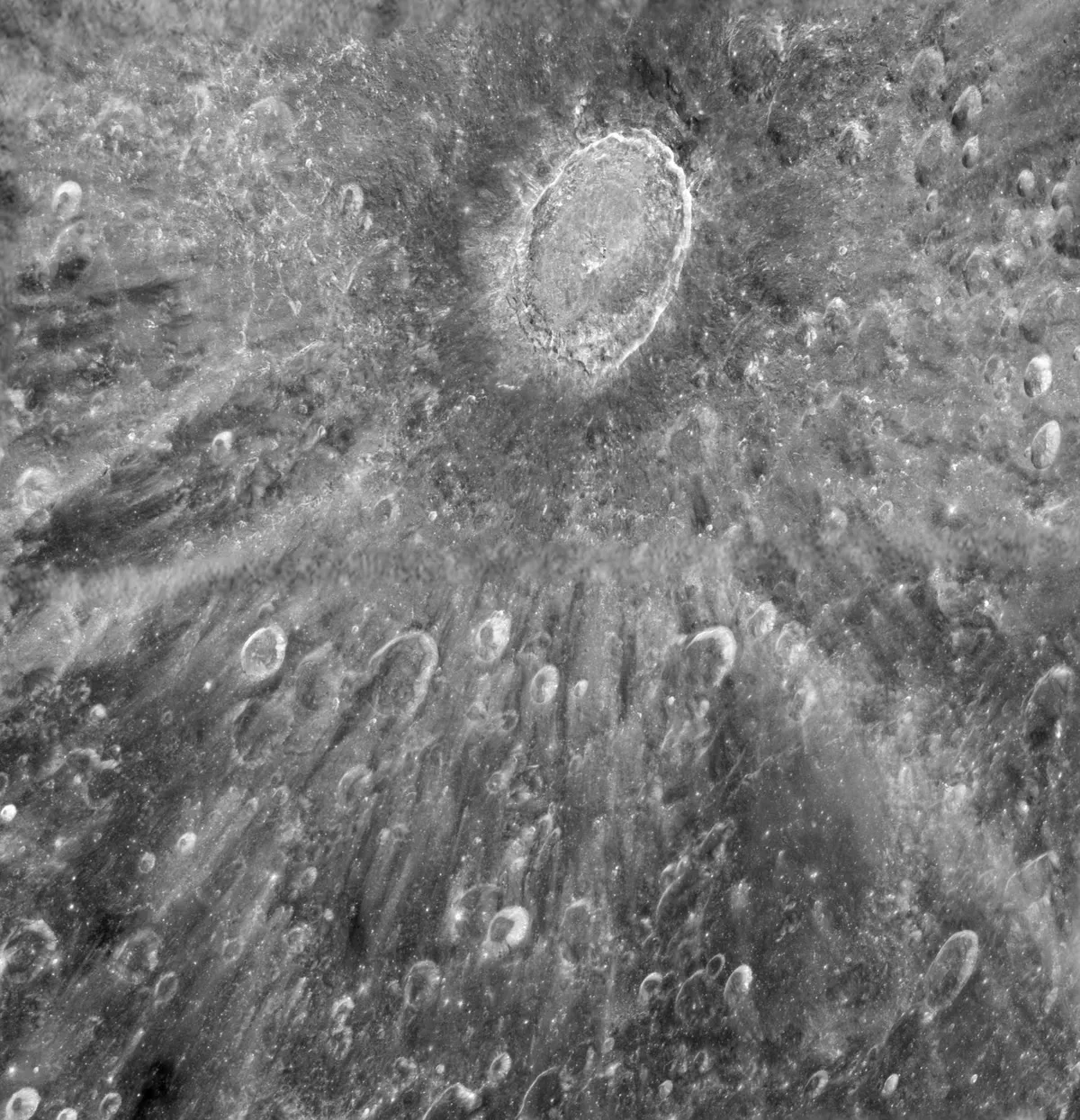 Ejecta rays are found all over the the Moon. Those emanating from Crater Tycho are among the most well-known. Credit: NASA, ESA, and D. Ehrenreich (Institut de Planétologie et d'Astrophysique de Grenoble (IPAG)/CNRS/Université Joseph Fourier)