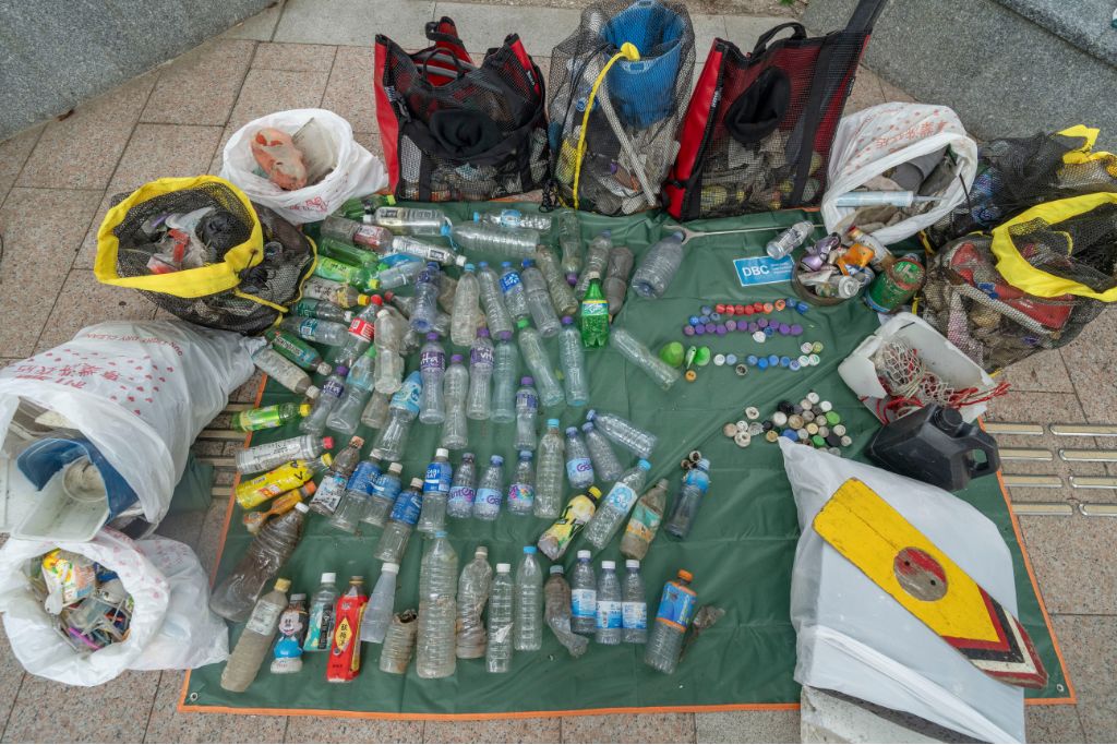 Plastic waste collected on Hong Kong's riverbanks by Greenpeace
