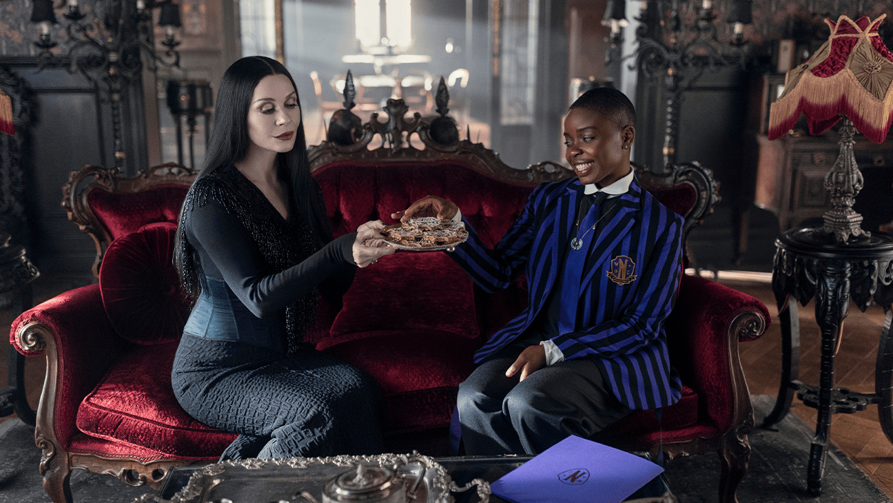 Catherine Zeta-Jones and Joy Sunday in 'Wednesday' season two.