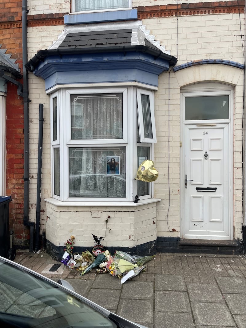 Ozzy Osbourne’s coffin passed the star’s childhood home in Lodge Road, Aston. Photograph: Matthew Cooper/PA