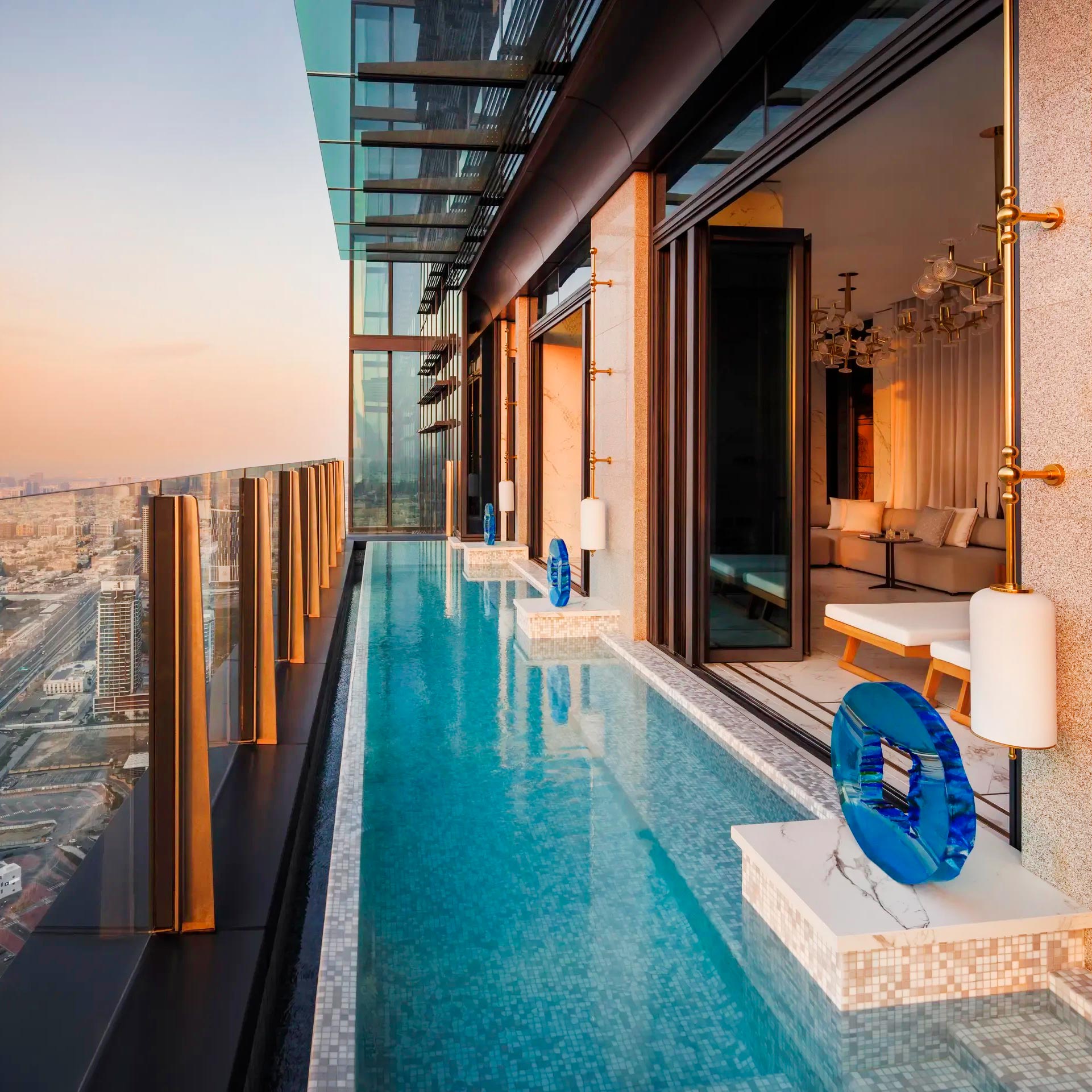 At One&Only One Za'abeel, a 120-meter infinity pool connects two skyscapers.