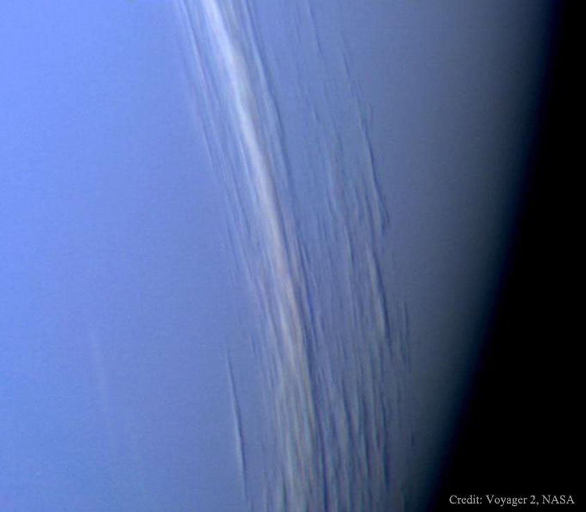 Up-close image of Neptune's atmosphere taken by Voyager 2