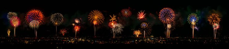fireworks panorama composite
