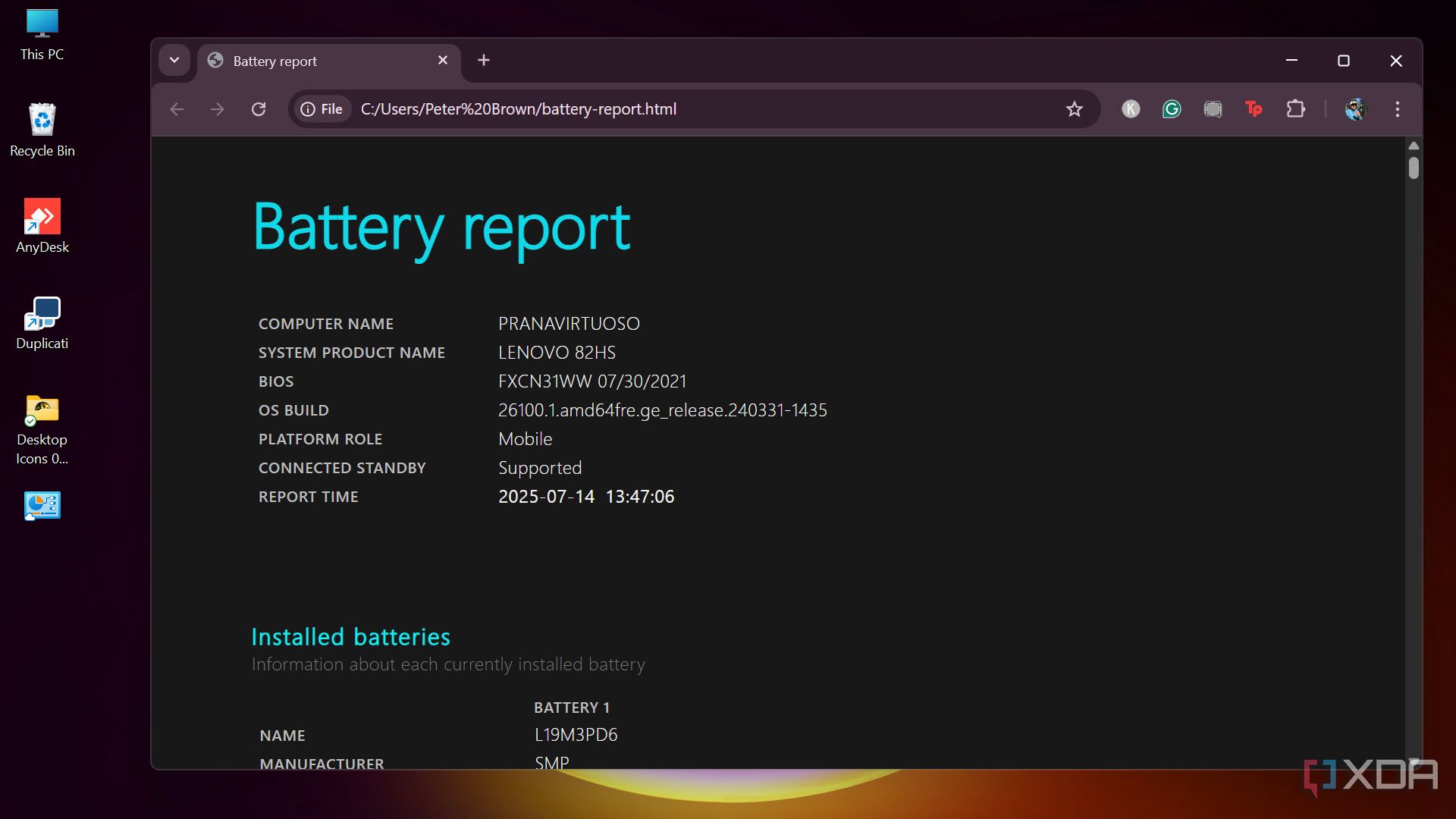 Battery Report in Windows PC