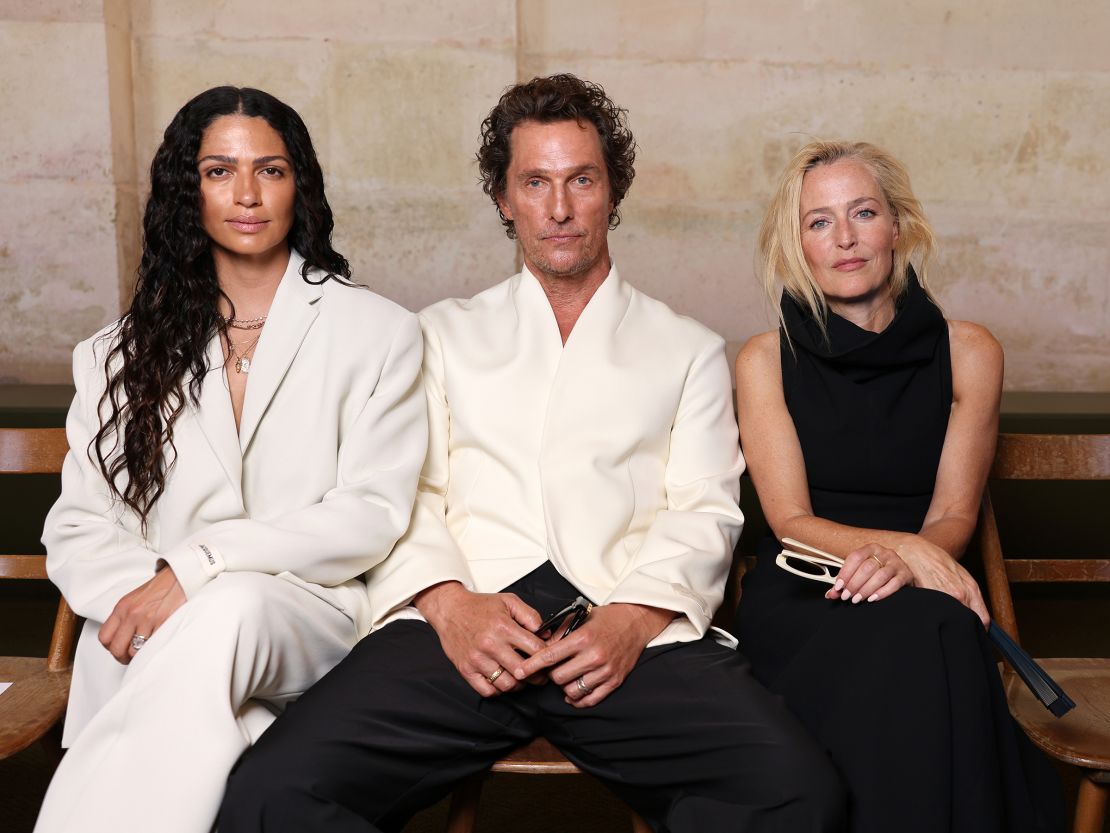 Camila Alves McConaughey, Matthew McConaughey and Gillian Anderson at Jacquemus.