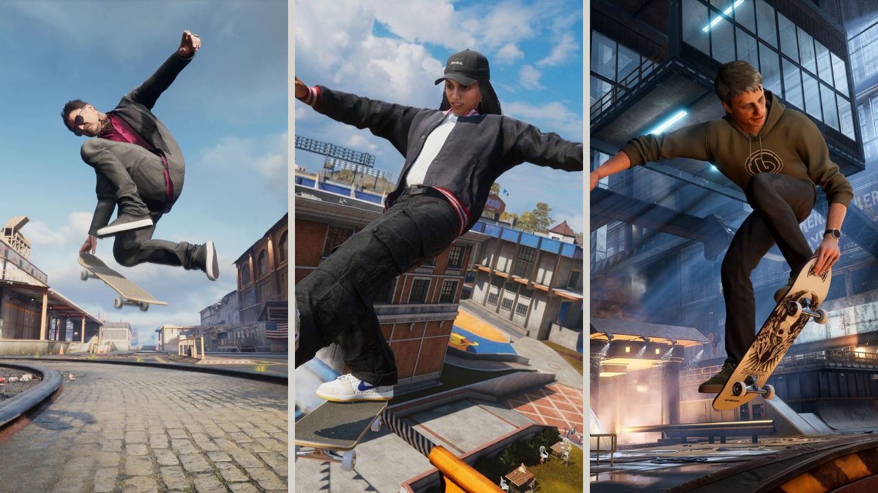 A collage of skaters from THPS 3 + 4