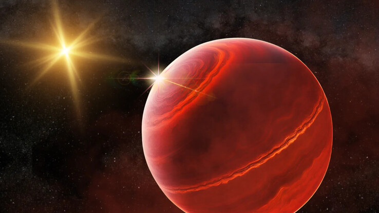 An illustration of the new giant gas exoplanet TOI-4465 b. (Image source: Robert Lea - Canva)