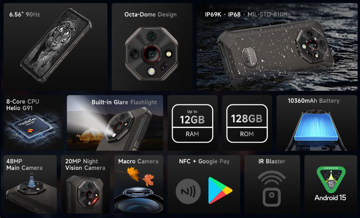 Both a flashlight and an IR blaster are available. (Image source: Ulefone)