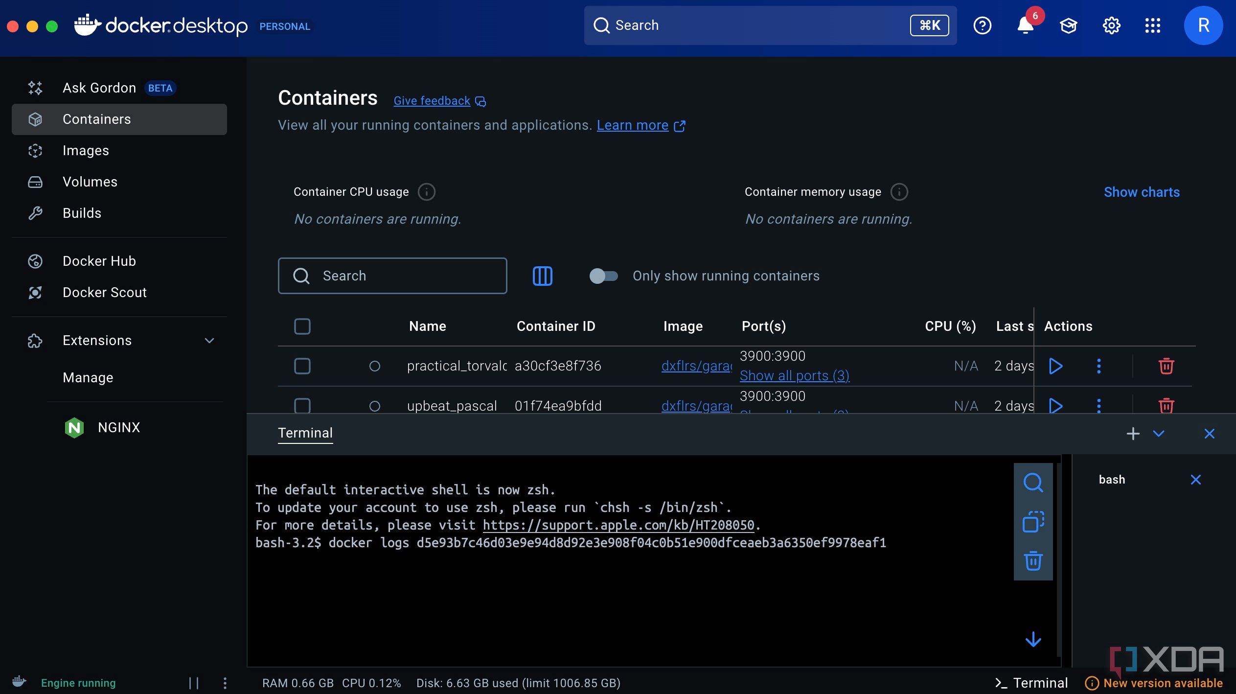 docker logs command